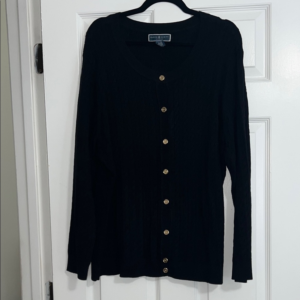 Karen Scott Women’s Plus Size Cardigan in Black size 3X